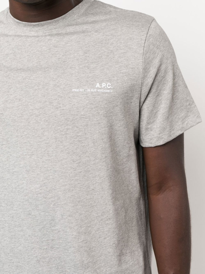 Shop Apc Logo Cotton T-shirt In Grey