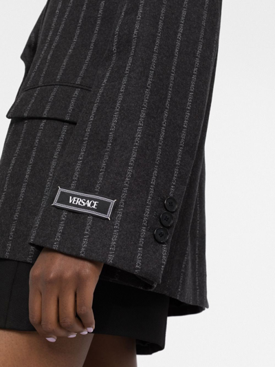 Shop Versace Wool Single-breasted Jacket In Grey