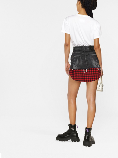Shop Dsquared2 Denim&check Mini Skirt