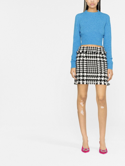 Shop Dolce & Gabbana Check Print Mini Skirt In Grey