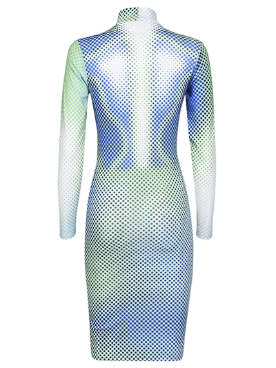 Shop Sinead Gorey Digitally Print Fitted Short Dress In Blue