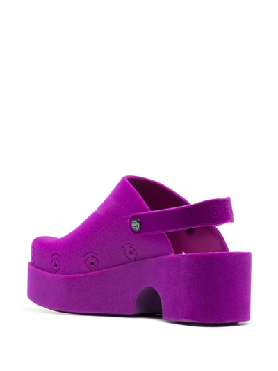Shop Xocoi Slingback Platform Velvet Mules In Violet