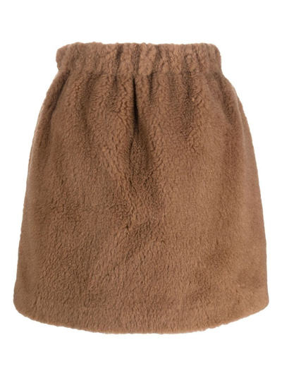 Shop Max Mara Teddy Mini Skirt In Brown