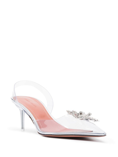 Shop Amina Muaddi Rosie Glass Slingback Pumps In White