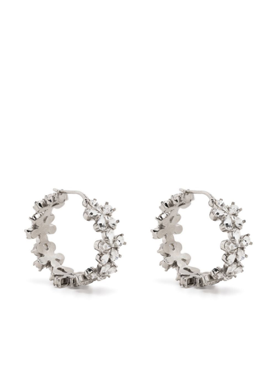 Shop Amina Muaddi Lily Hoop Mini Earrings In Silver