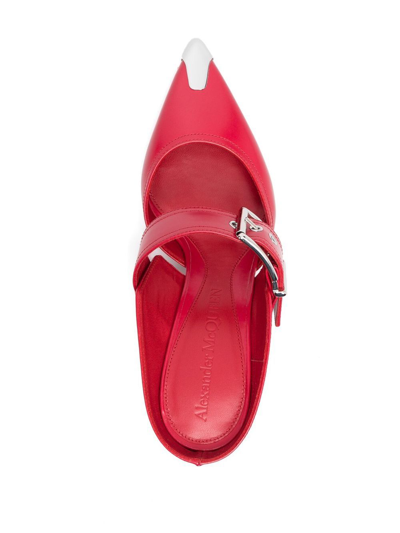 Shop Alexander Mcqueen Punk Leather Pumps In Red