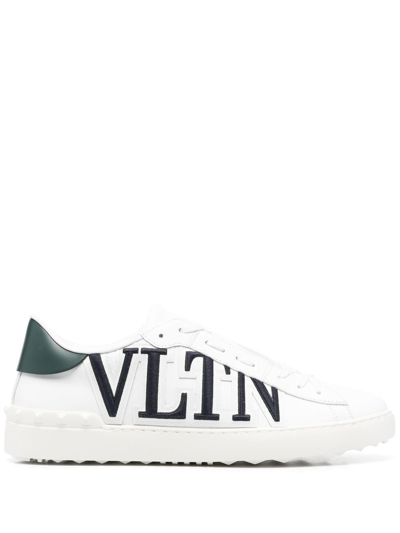Shop Valentino Open Vltn Leather Sneakers In Green