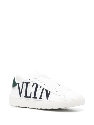 Shop Valentino Open Vltn Leather Sneakers In Green