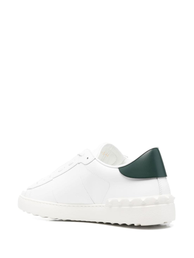 Shop Valentino Open Vltn Leather Sneakers In Green