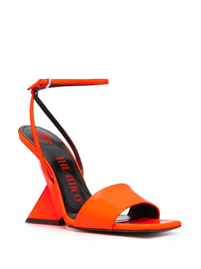 Shop Attico Cheope Synthetic Patent Sandals In Orange