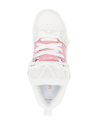 Shop Valentino Open Skate Leather Sneakers In Pink