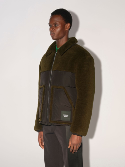 Shop Ambush Teddy-effect Padded Jacket In Green