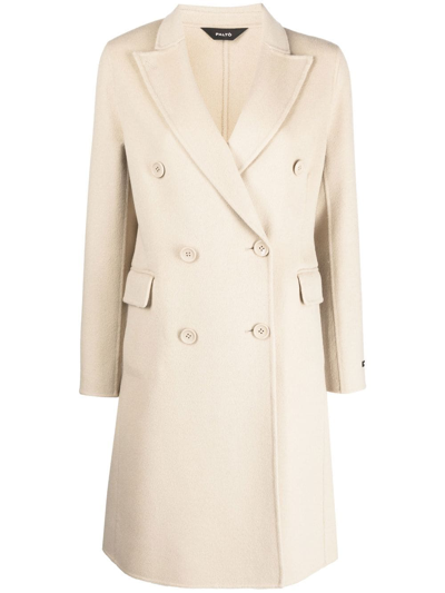 Shop Palto' Wool Blend Double-breasted Coat In Beige