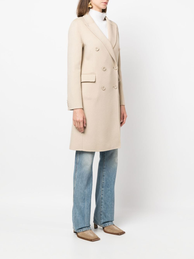 Shop Palto' Wool Blend Double-breasted Coat In Beige
