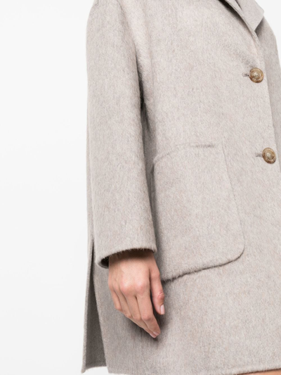 Shop Colombo Single-breasted Cashmere Coat In Grey