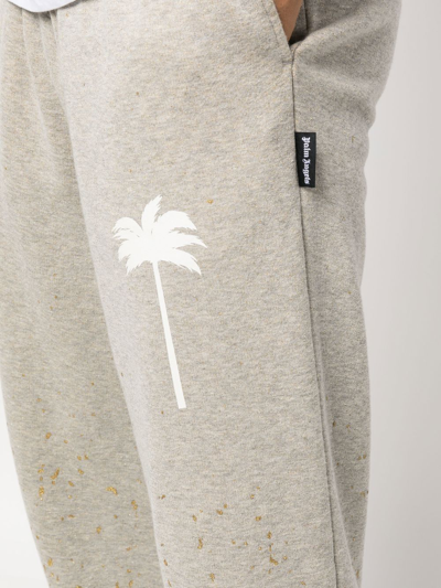 Shop Palm Angels Printed Cotton Sweatpants In Grey