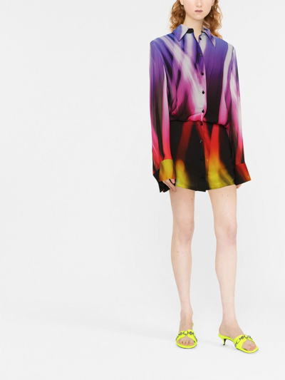 Shop Attico Margot Georgette Mini Dress In Multicolor