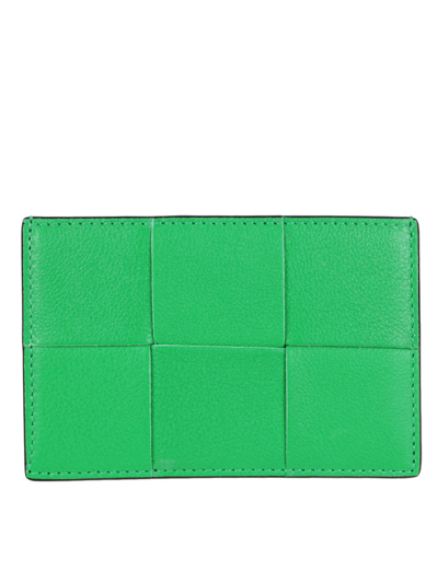 Shop Bottega Veneta Leather Card Holder In Green