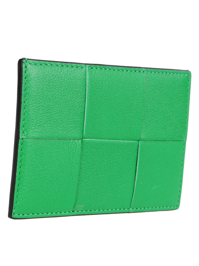 Shop Bottega Veneta Leather Card Holder In Green