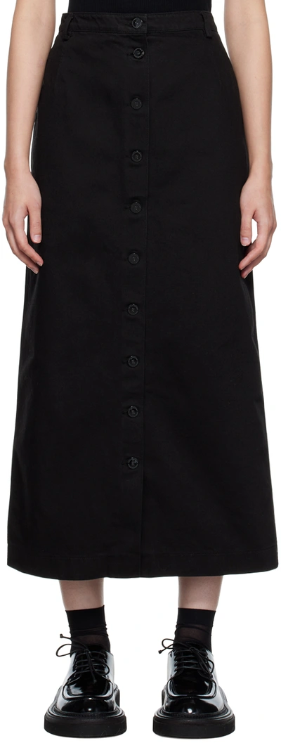 Shop Raf Simons Black Button Midi Skirt In 0099 Black