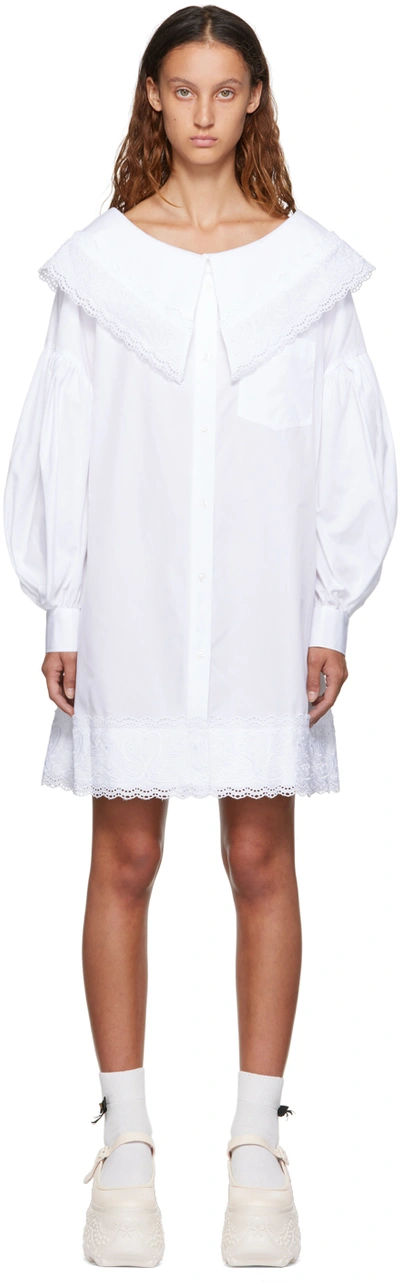 Shop Simone Rocha White Embroidered Dress In White/white