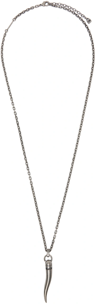 Shop Dsquared2 Silver Lucky Horn Necklace In F183 Vintage Palladi