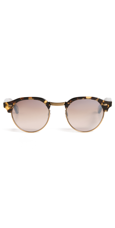 Shop Garrett Leight Oakwood Sunglasses In Tuscan Tortoise-brushed Gold
