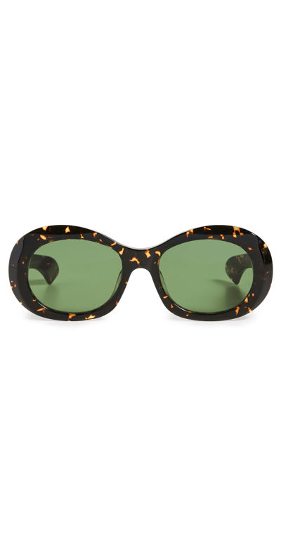 Shop Karen Walker Parlour Sunglasses In Cracked Tort/grass Mono
