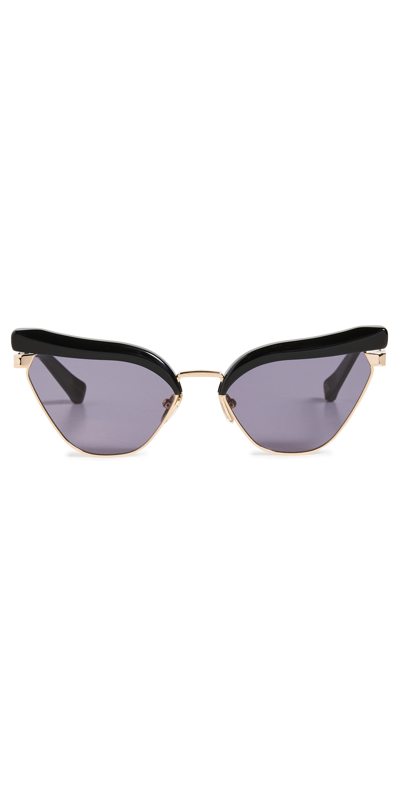 Shop Karen Walker Fantasia B Sunglasses In Black/smoke Mono