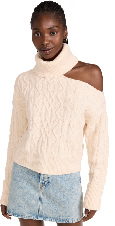 Cold shoulder cable knit on sale sweater