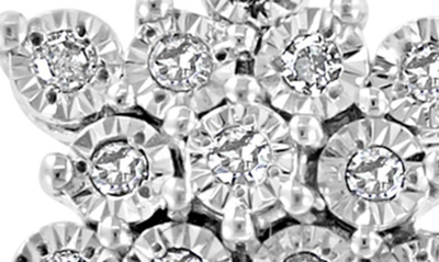 Shop Effy Floral Sterling Silver Diamond Stud Earrings In White