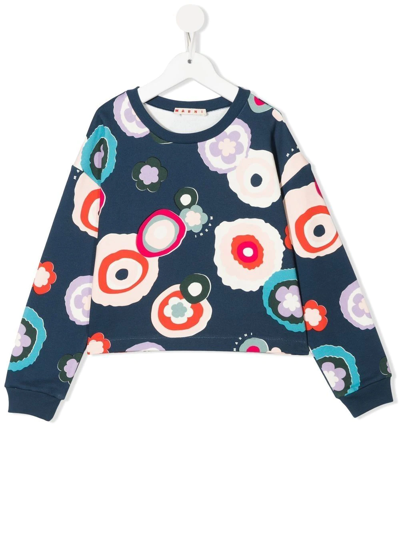 Shop Marni All-over Graphic Print Sweatshirt In Blue