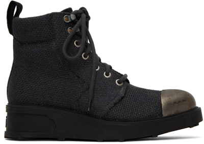 Shop Objects Iv Life Gray Workwear Ankle Boots In Anthracite Grey