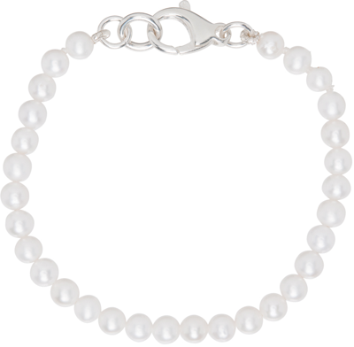 Shop Hatton Labs Off-white Mini Pearl Bracelet In Sterling Silver