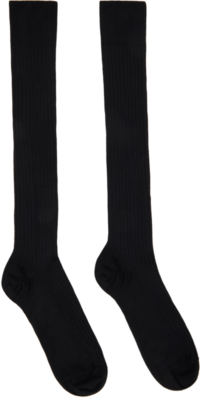 Shop Wolford Black Knee-high Socks In 7005 Black