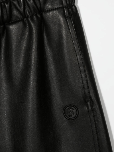 Shop Mm6 Maison Margiela Faux-leather Knee-length Shorts In Black