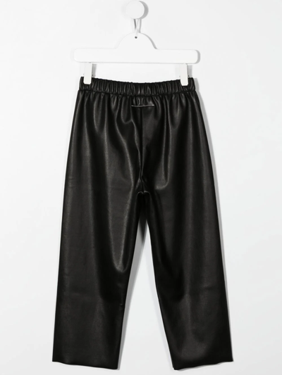 Mm6 Maison Margiela Teen Logo-embroidered Faux-leather Trousers In Black