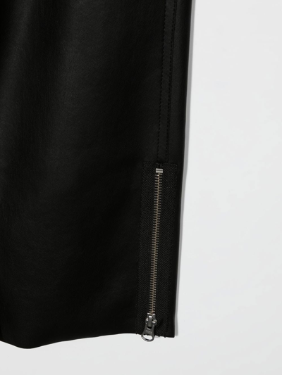 Shop Mm6 Maison Margiela Logo-embroidered Faux-leather Trousers In Black