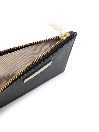 Agnès B. Zipped Leather Cardholder In Blue