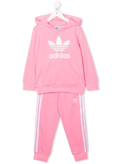 Shop Adidas Originals Logo-print Detail Tracksuit Set In Pink