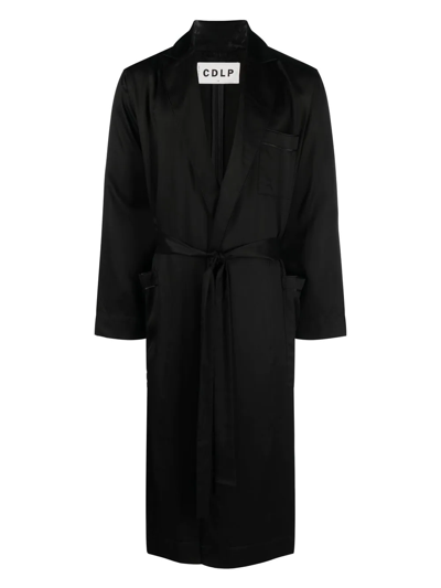 Shop Cdlp Lyocell Belted Robe In Black