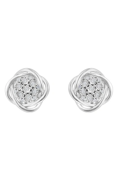 Effy Sterling Silver Diamond Twist Halo Stud Earrings In White