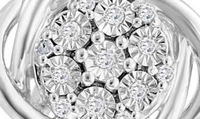Effy Sterling Silver Diamond Twist Halo Stud Earrings In White
