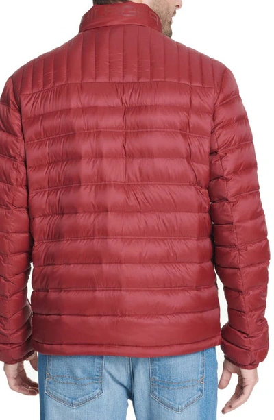 Shop Tommy Hilfiger Real Down Packable Puffer Jacket In Red Pepper