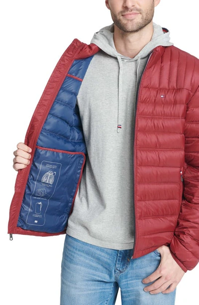Shop Tommy Hilfiger Real Down Packable Puffer Jacket In Red Pepper