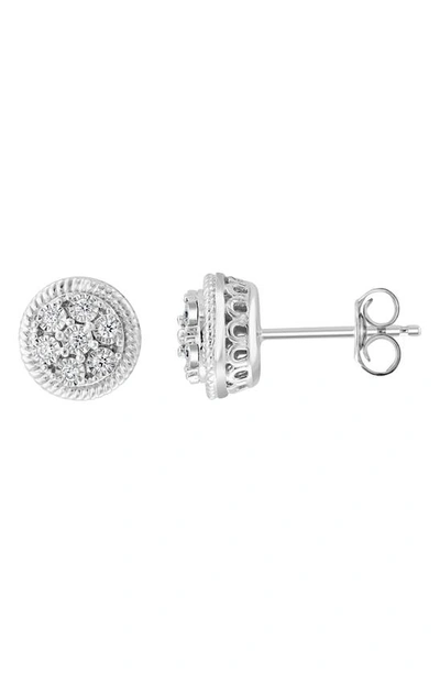 Effy Sterling Silver Round Diamond Stud Earrings In Metallic