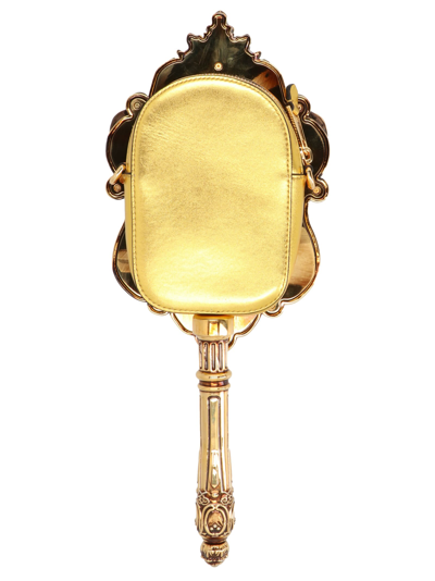 Shop Moschino Mirror Clutch In Gold