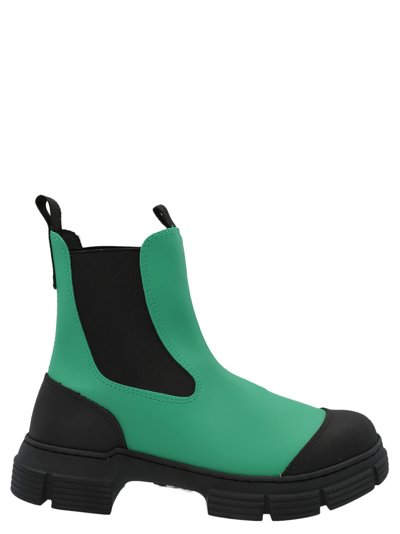 Shop Ganni Rubber Ankle Boots In Green