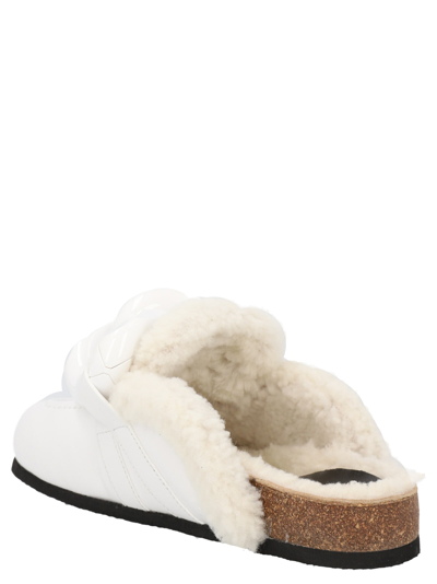 Shop Jw Anderson Chain Shearling Sabots In White