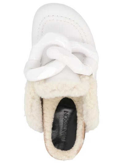 Shop Jw Anderson Chain Shearling Sabots In White
